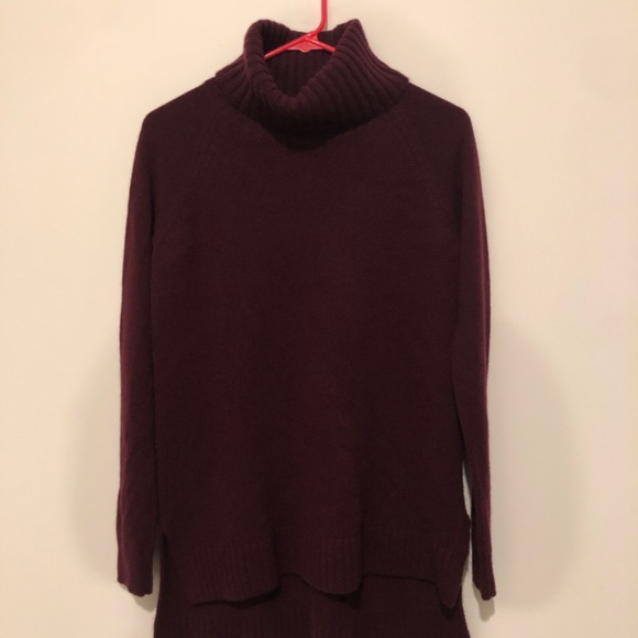 Ann Taylor Sz. S 100% Cashmere Burgundy Turtleneck Sweater Tunic - Picture 4 of 11